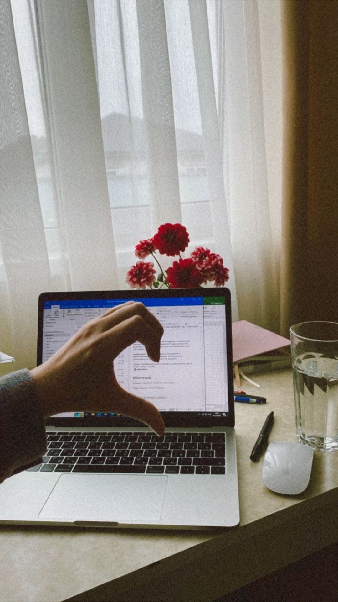 at desk